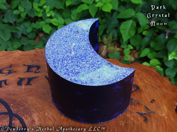 DARK CRYSTAL MOON Deep Indigo Candle Charged w/Clear Quartz For Dark Goddess, Moon Work, Inner Self